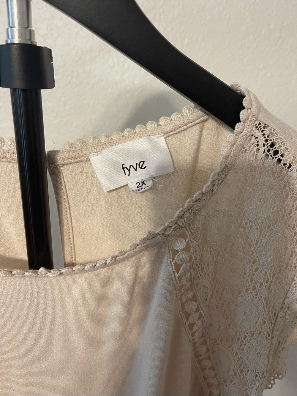 Lace-Trim Short Sleeve Blouse - Ivory by Five - Picture 5 of 6